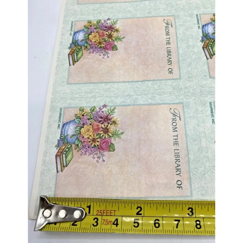 Vintage Book Plates & Bookmarks From The  Library Of  Current Inc USA Floral